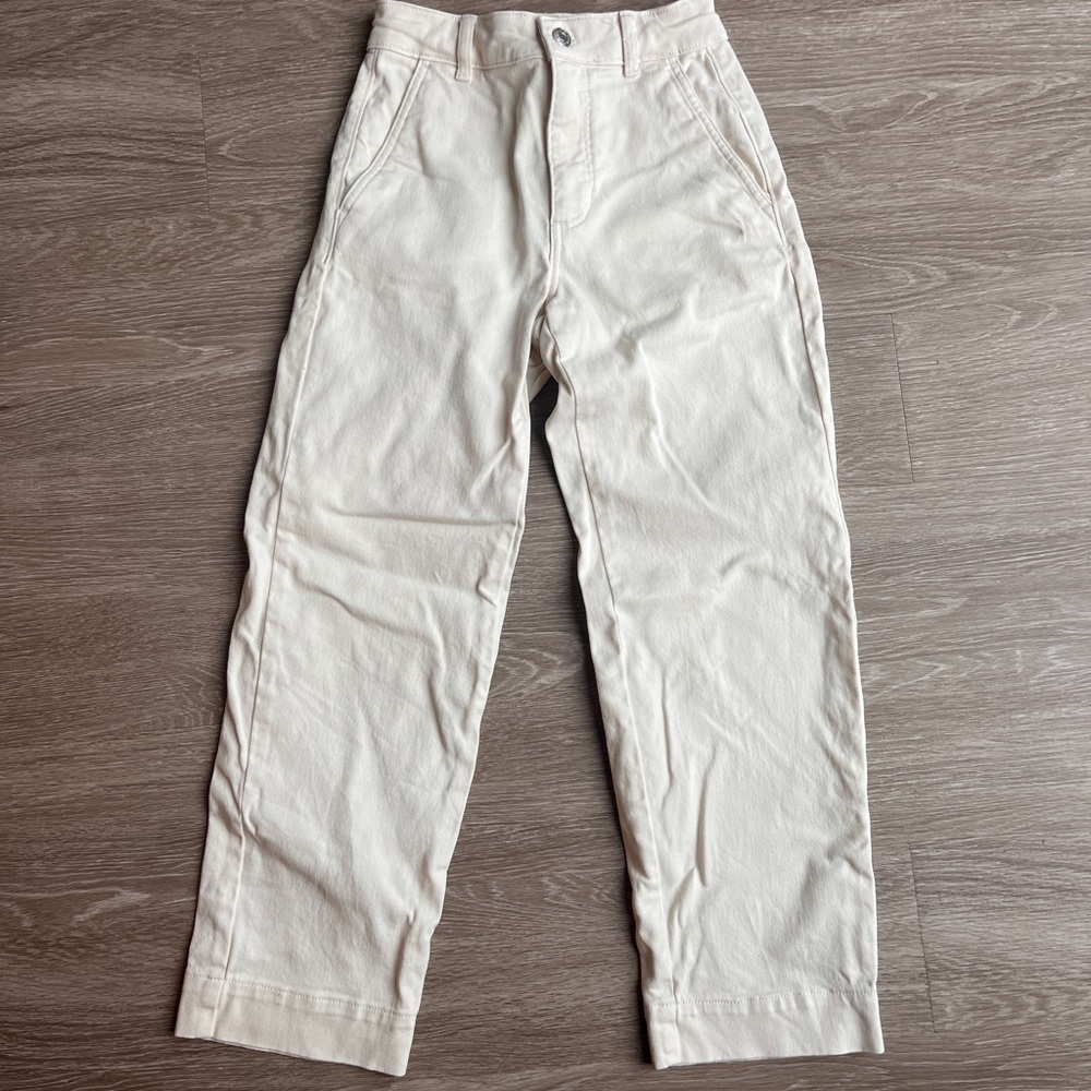 Everlane Straight Leg Crop Pants in Bone